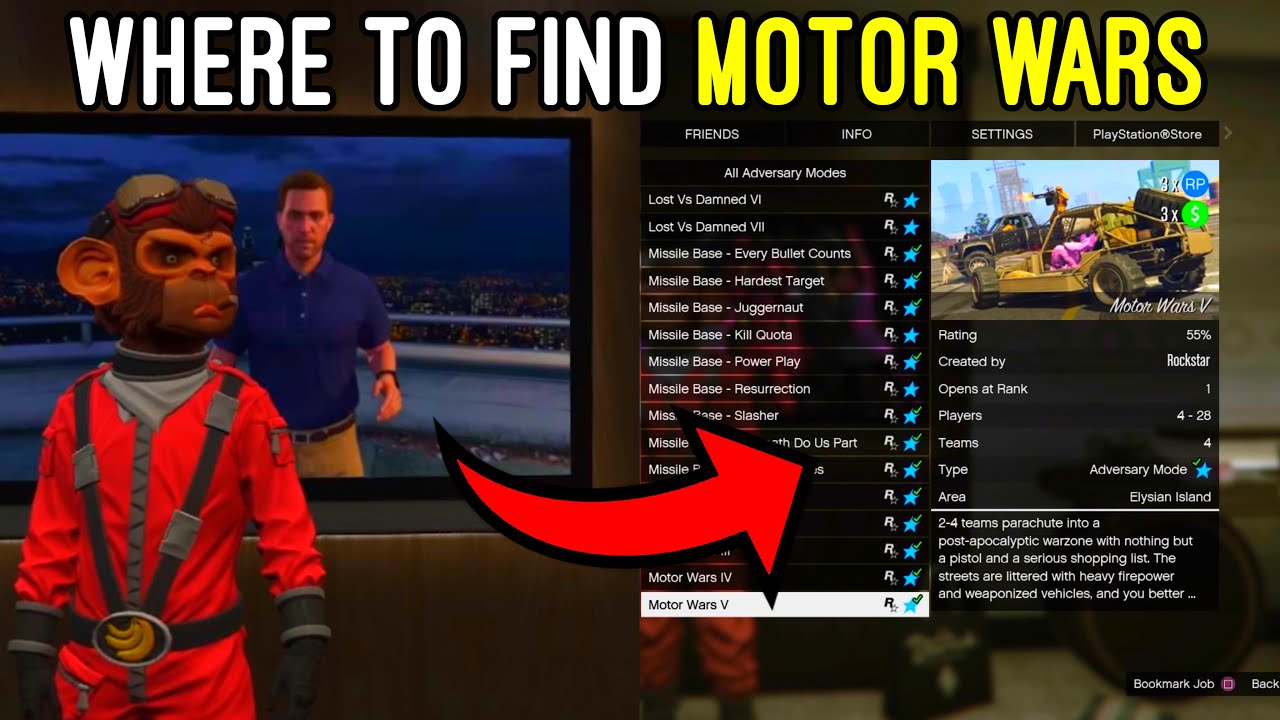 WHERE TO FIND MOTOR WARS ADVERSARY MODE GTA5 ONLINE GTA5 Motor Wars 