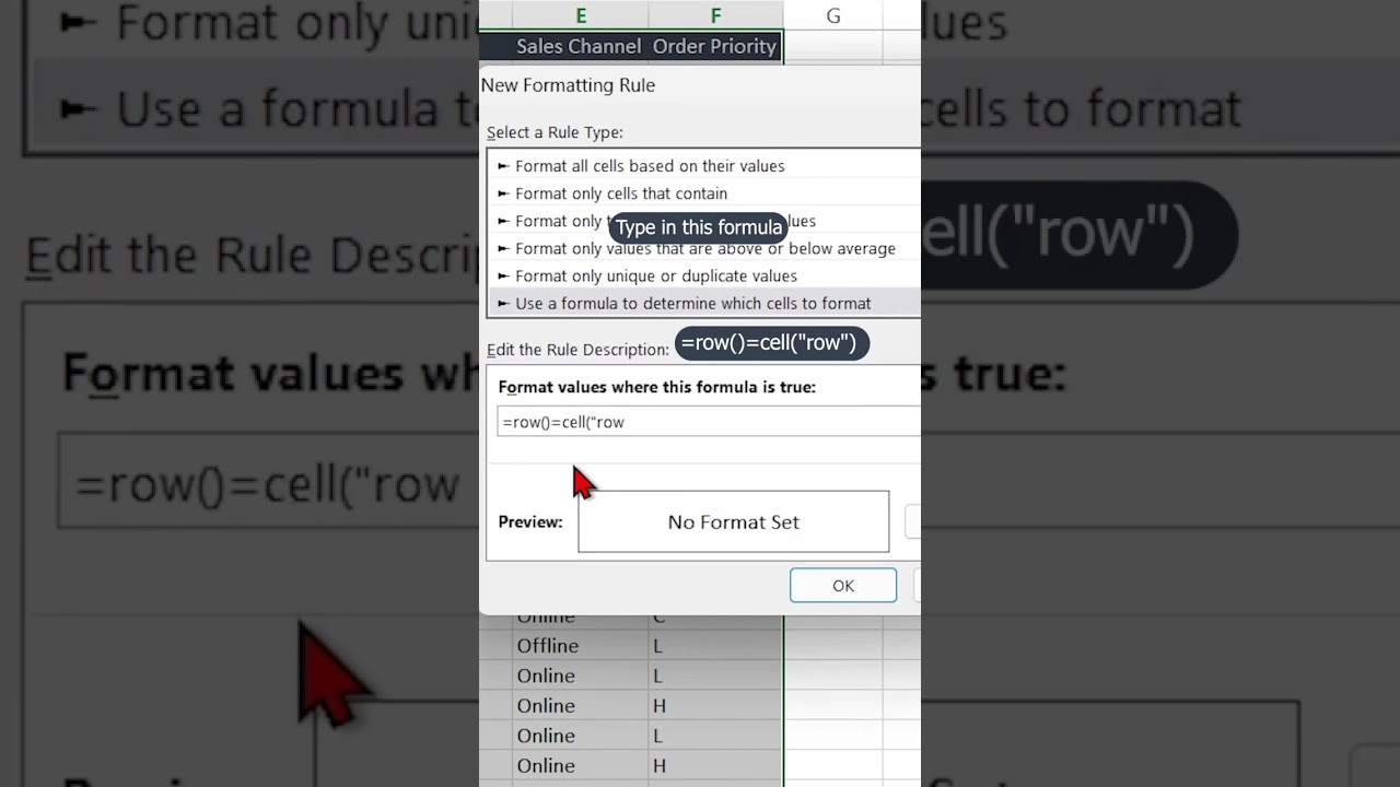 Excel Highlight The entire Row in just click 💥 