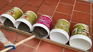 Watch me share in detail how to make planters from cement and plastic buckets