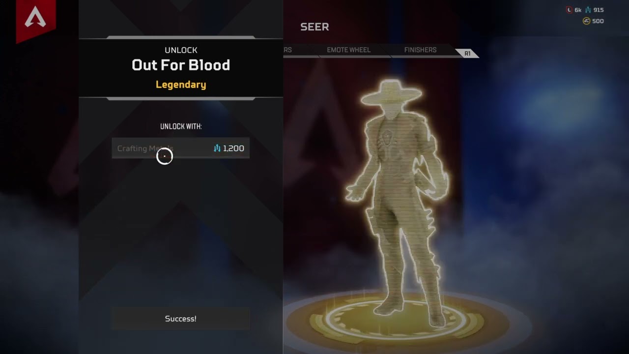 Spending 1200 Crafting Metals To Craft The Legendary Out For Blood Seer Skin! Apex Legends