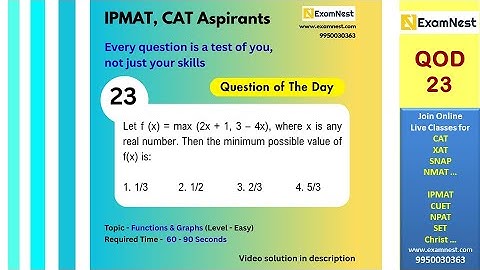 Question of the Day - 23 | Functions & graph | Easy | CAT | IPMAT | NMAT