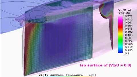 OpenFOAM (interFoam-LES) Wigly 0 deg free surface - SungTaekPark