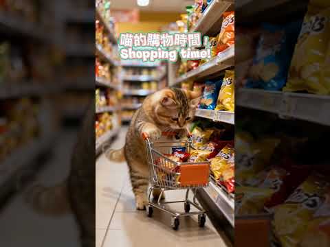 超可愛的喵星人採購日🐱🛒Cute Kitty Snack Shopping Day！とっても可愛いスーパー探検！귀여운 마트 나들이 #shorts