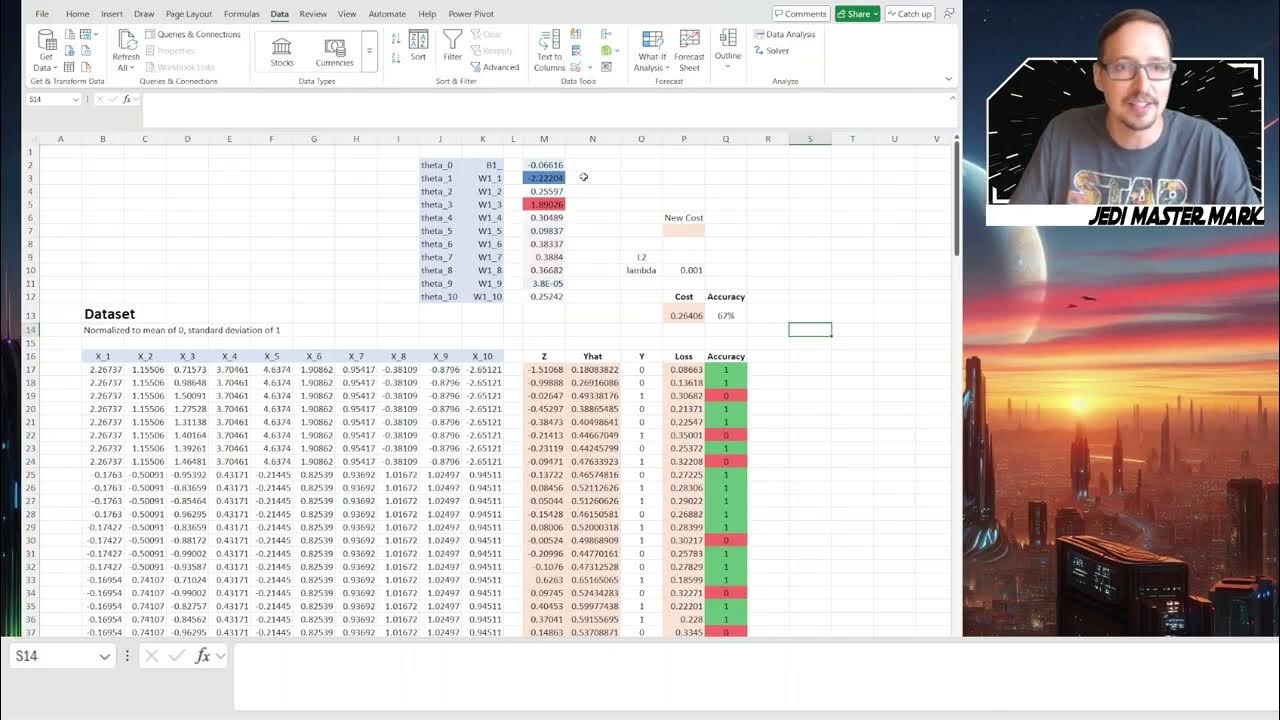 Excel ML Basics 04 - Logistic Regression, Regularization, and Train ...
