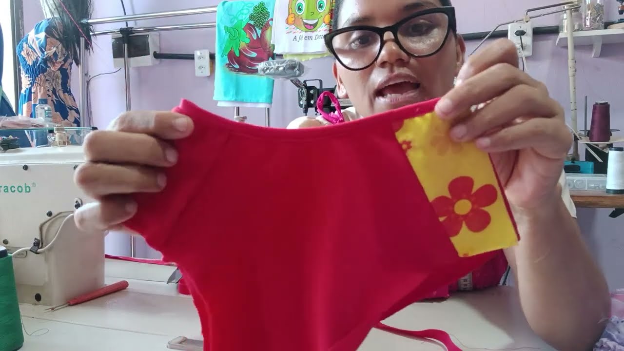 Costurando calcinha so na maquina reta ! 