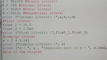 Literals used in python with example and demo, in tamil, Part 11, Chapter 5, A. Jaya Mabel Rani