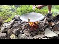 Reverse searing Tomahawk Steak outdoors