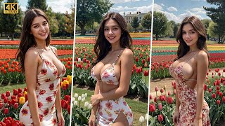 Cute Swedish Girl In A Tulip Field | Ai Art Girl