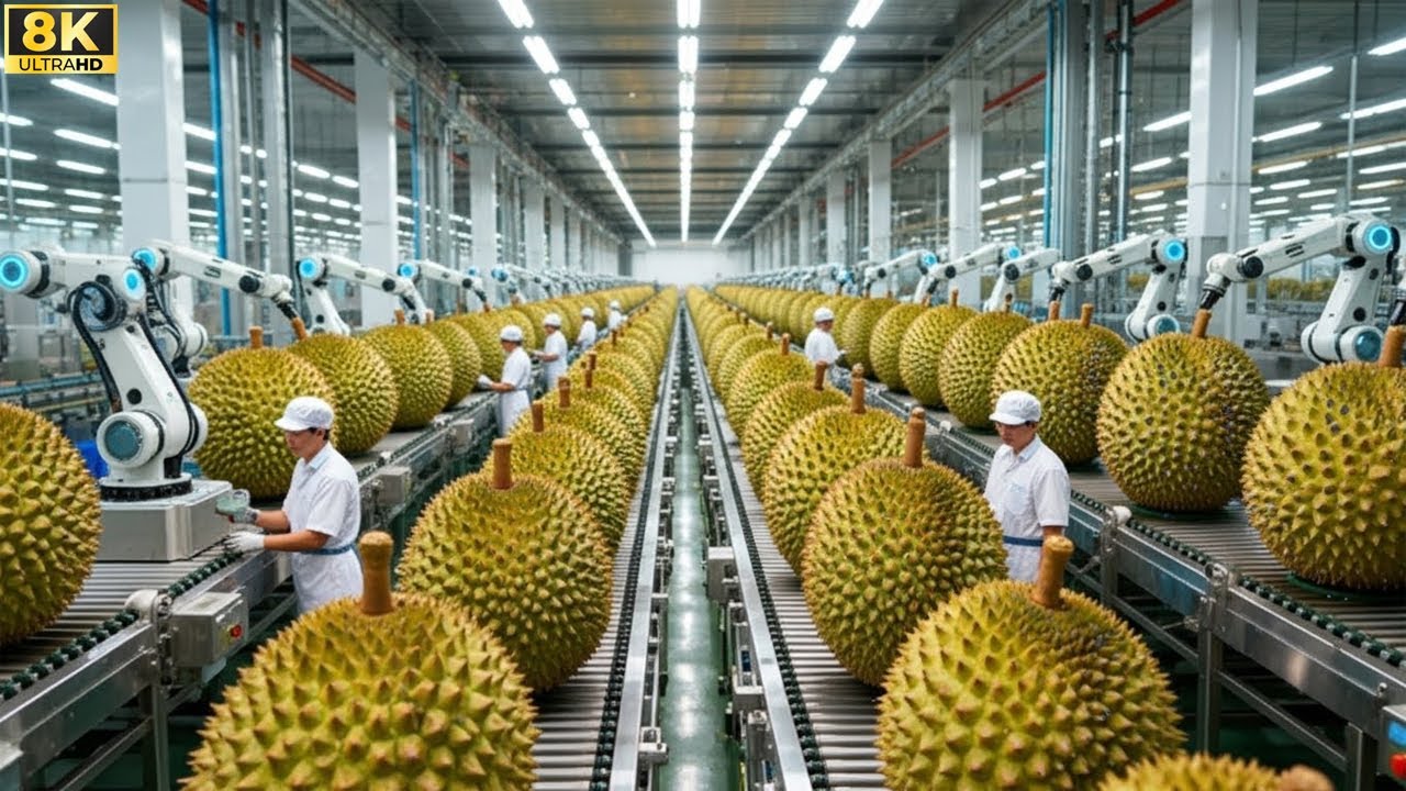 Durian Rind Processing Inside a Modern Durian Factory: From Fresh Durian Harvesting to Cool ...
