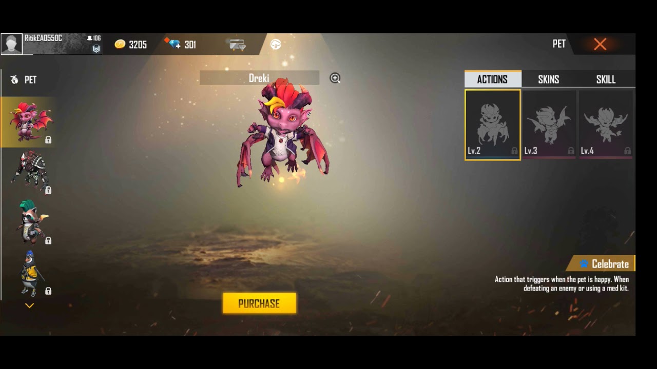 free fire new pet🔥 dragon glare//best skill ⚡❤️