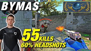 Bymas OVERPASS matchmaking game! INSANE (55 frags) 60% HS!😳CSGO Bymas POV