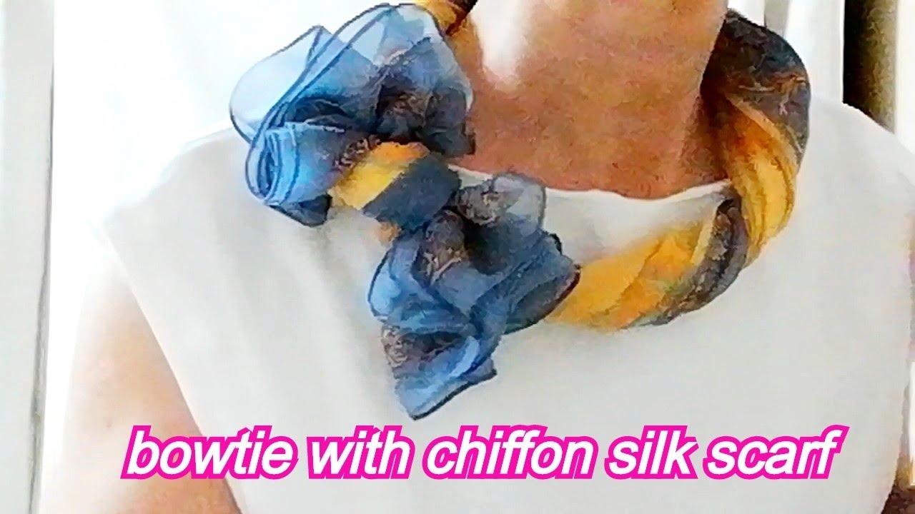 ♥シフォンシルクのスカーフの巻き方！おしゃれで涼しげなリボン結び！how to wear a chiffon silk scarf YouTube
