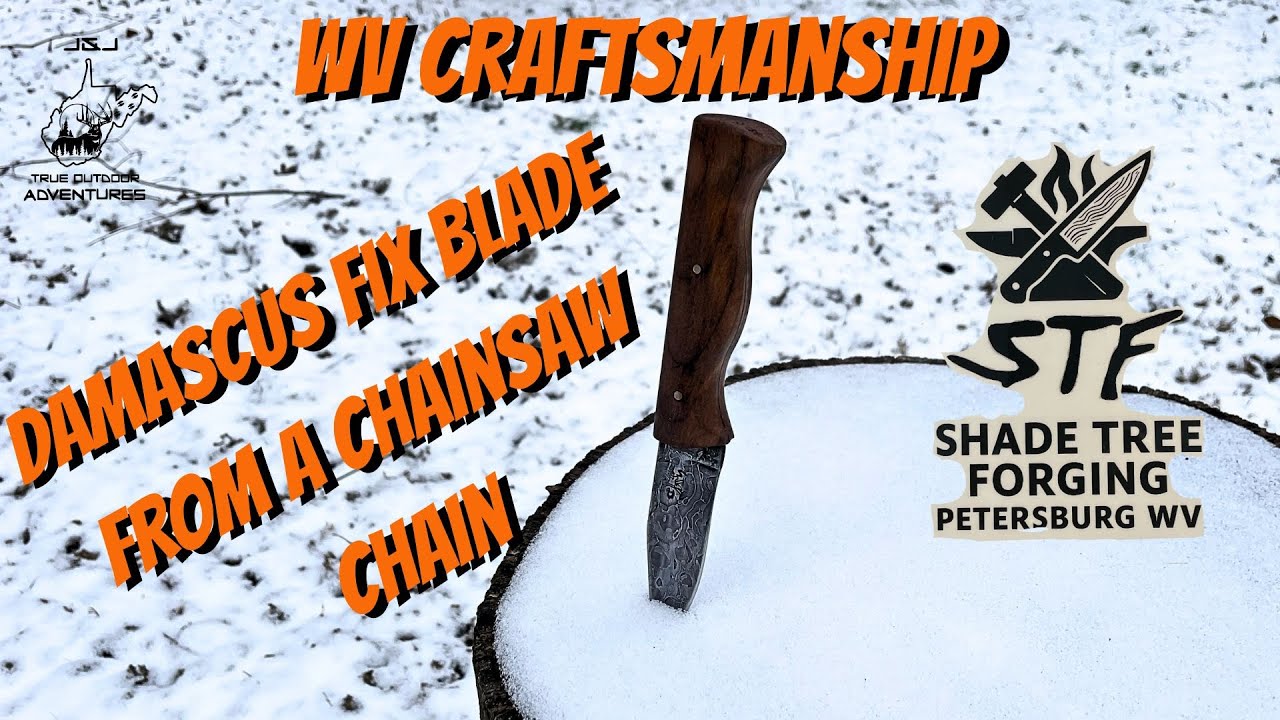 Дамасский клинок, изготовленный из цепи бензопилы - мастерство Западной Вирджинии