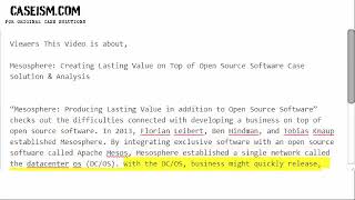 Mesosphere: Creating Lasting Value on Top of Open Source Software  Case Solution & Analysis