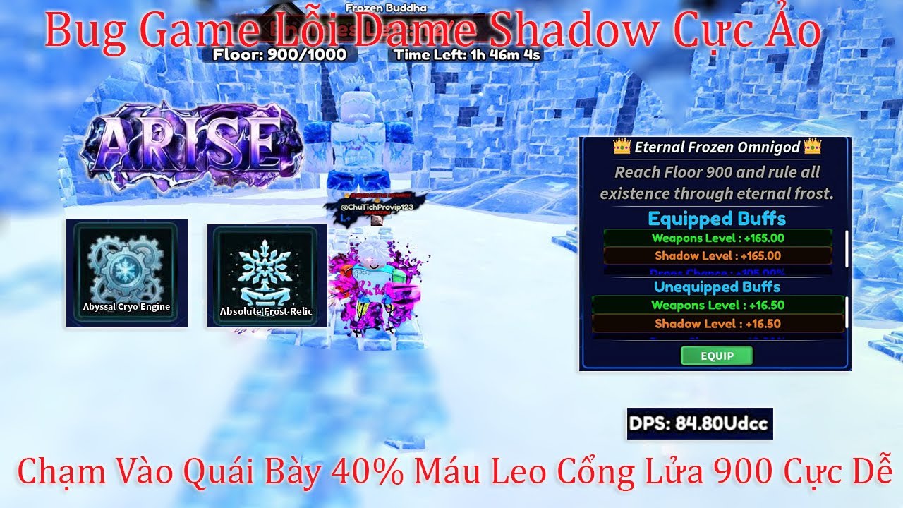 Arise Crossover - Bug Game Lỗi Dame Shadow Cực Ảo Chạm Vào Quái Bày 40% Máu Leo Cổng Lửa 900 Cực Dễ