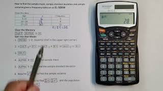 Sample Mean, Standard Deviation and Variance in a Frequency Table on a Sharp EL-506W