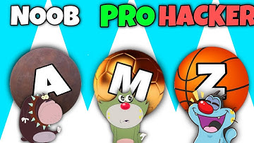 Noob vs Pro vs Hacker In A-Z Ball Run 3D | With Oggy, Jack And Sinchan Funny Gameplay