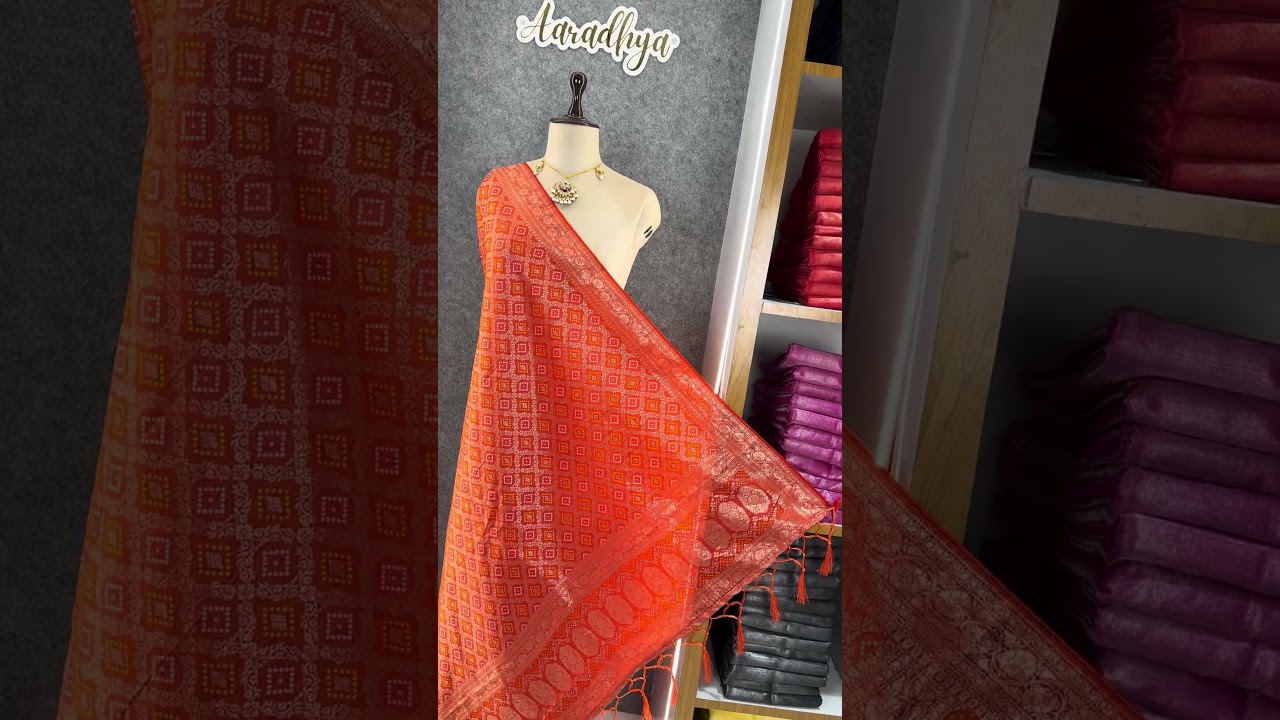 Pure Zari Weaving Viscose Silk Bandhani Dupatta