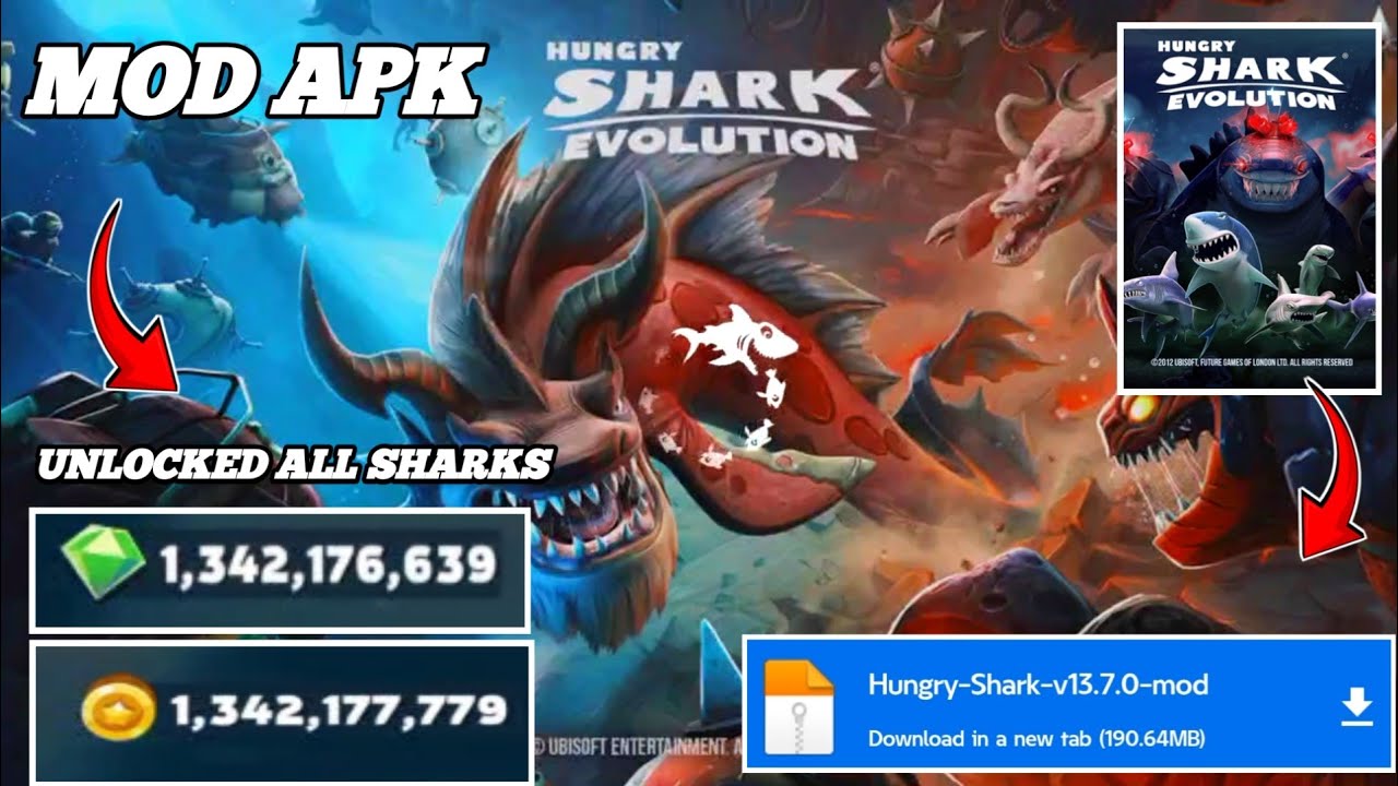 Hungry Shark Evolution Mod Apk | Разблокированы все акулы | Без пароля