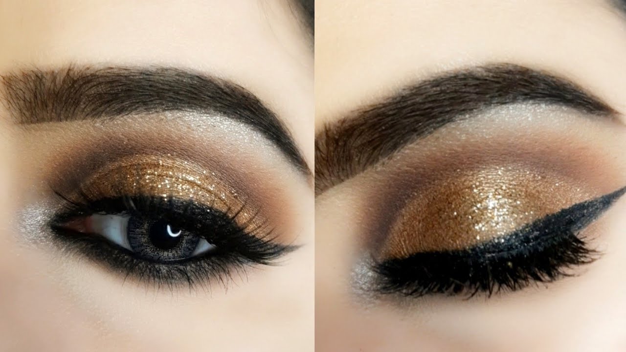 Golden Bridal Eye Makeup Tutorial step by step / Eye Makeup for hooded