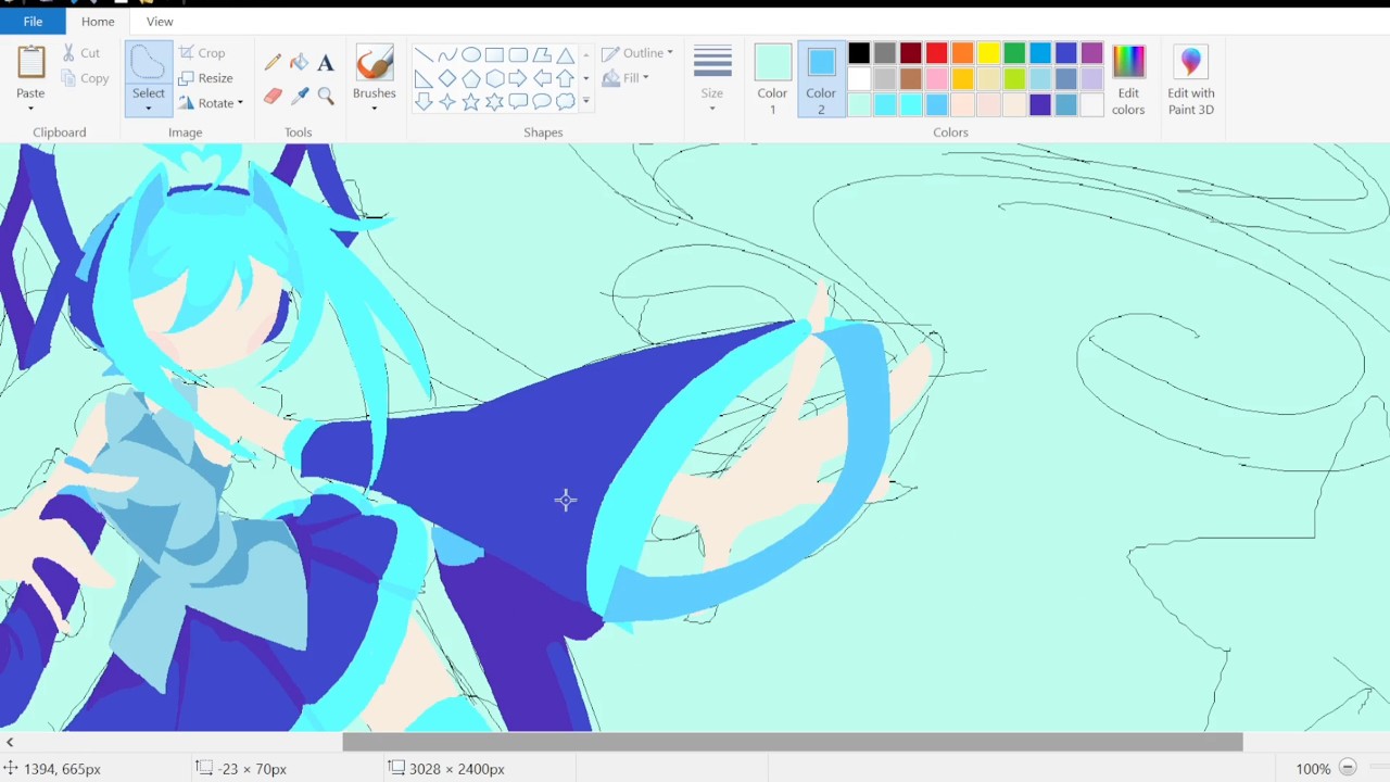 Vocaloid Hatsune Miku MSPaint Speedpaint
