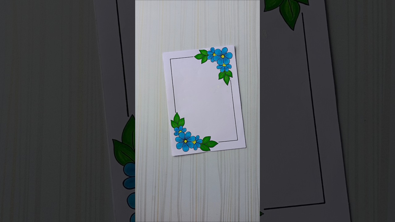 Blue Flower Border Design | Elegant Page Frame/6 easy border design/Project/Priyanka Gunwal 