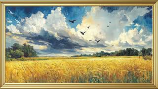 Golden Wheat Field with Birds | 4K Vintage Art Screensaver Frame TV screenshot 5