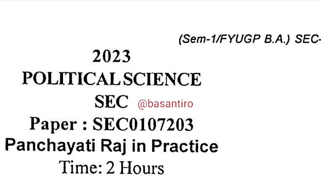 BA first semester political science skill enhancement course paper SEC Guwahati University 2023 SEC