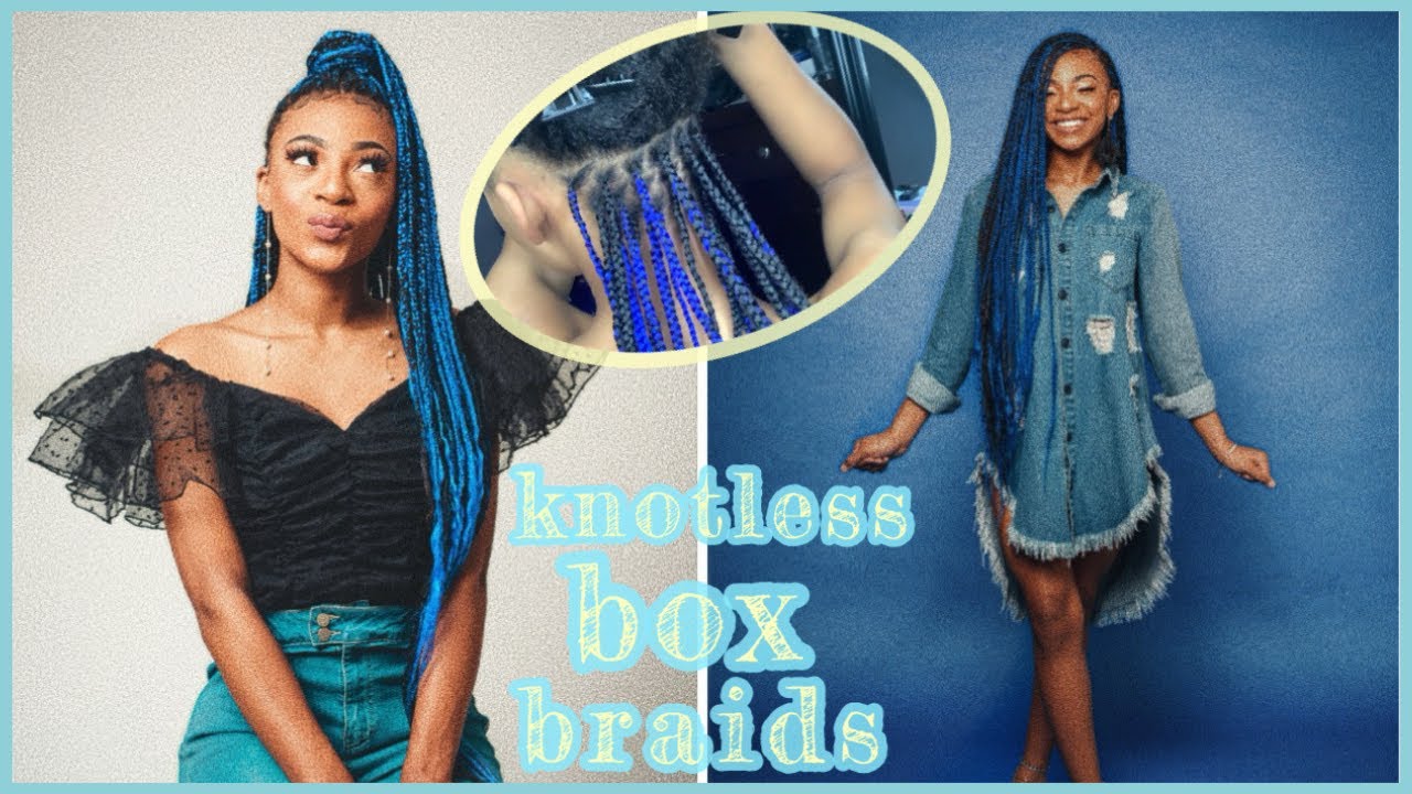 DIY small knotless box braids (Blue) 💙