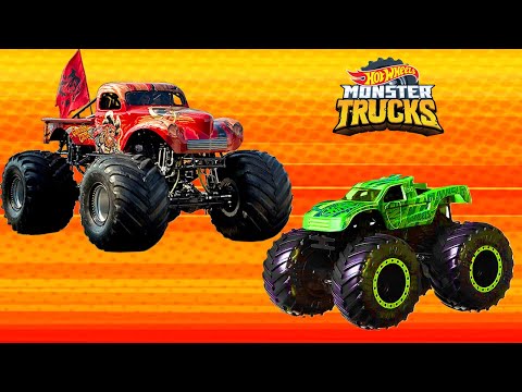 Hot Wheels Monster Trucks vs Giant Monsters - Challenges Coffin Dance Song COVER - Race PART 10