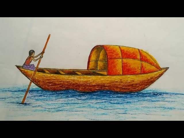 Fishing boat drawing – Line art illustrations