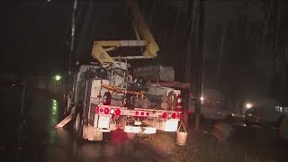 Trees bring down power lines in Paulding County as heavy rain moves through
