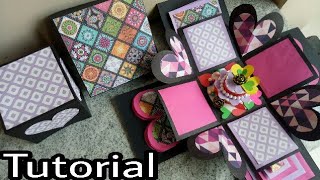 Tutorial of Double Layer Explosion Box.. (Colorfull Explosion Box Tutorial step by step)