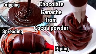 Chocolate Ganache using Cocoa Powder | Chocolate Frosting | Cocoa Powder Chocolate Frosting