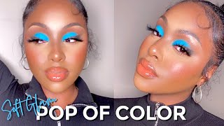 Get Ready With Me || Pop Of Color Soft Glam | Wearable Monochromatic Blue Eyeshadow For WOC screenshot 4