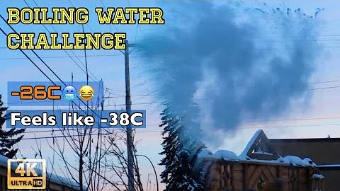 Boiling Water Challenge Freezing in Mid Air [4K Ultra HD] | Sky Blue Boiling Water