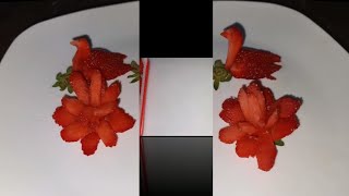 Flowers and geese made from strawberries