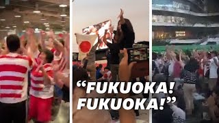 La joie des supporters japonais devant leur victoire face à l'Irlande