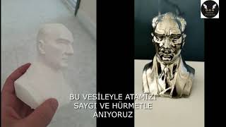 3D Yazici Çiktisi Atatürk Büstü Krom Kaplama --- Dgn Chrome Spray Solution