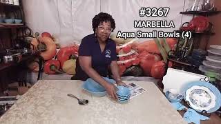 #3264 Marbella Aqua Serving Bowl & #3267 Marbella Aqua Small Bowls