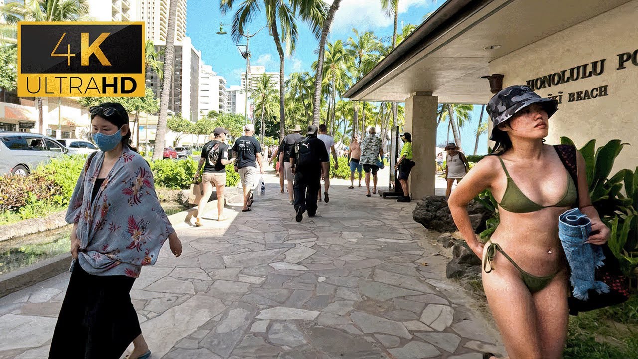 [5K] Waikiki Beach - Sheraton Walking Virtual Tour - Enjoying a Nice Walk on a Sunny Day