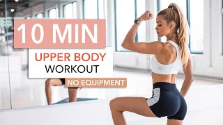 10 MIN UPPER BODY WORKOUT - Back, Arms & Chest / No Equipment I Pamela Reif