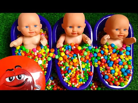 Satisfying with 3 rainbow bathtubs candy ASMR sound video satisfying video no talking sound