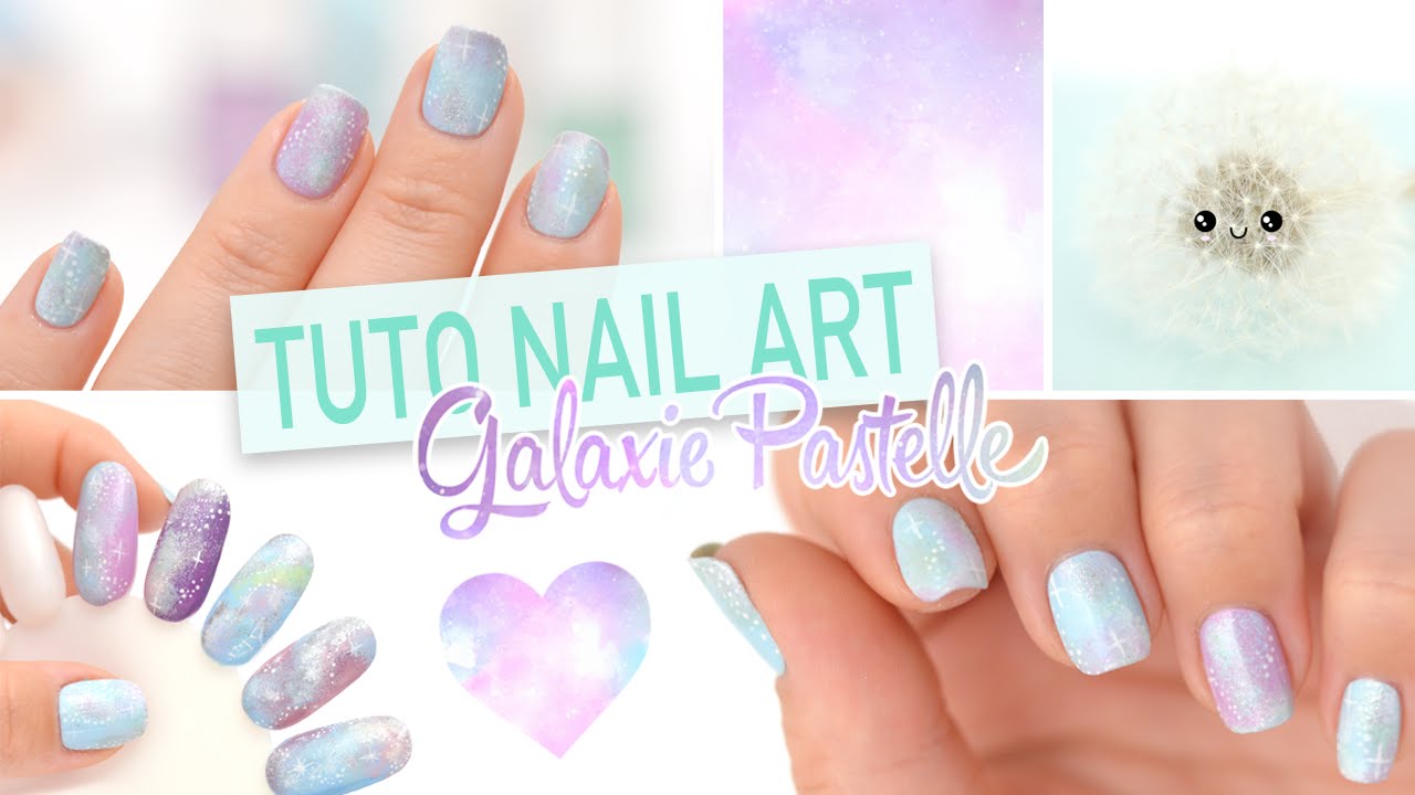 Tuto Nail art débutant ♡ Galaxie Pastelle - YouTube