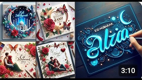 Create Greating Eid Card With Bing ai II How To Make Handmade & 3D Eid Card name Editing 2024