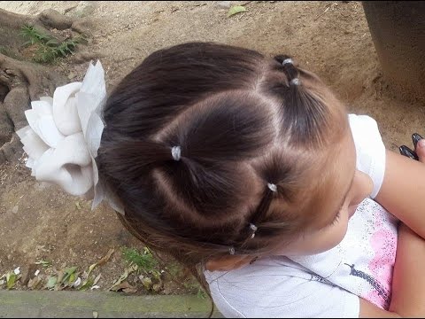 Peinado de coleta para niña con corazón / Ponytail for girls with heart ❤ , YouTube