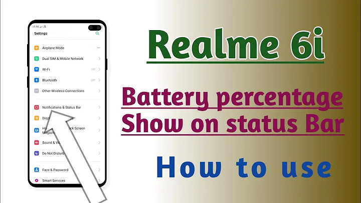 Realme  6i , Battery percentage Show on status Bar setting