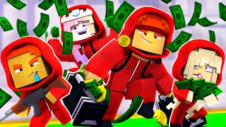 CASA DE PAPEL SUR MINECRAFT 💰!! GROS BRAQUAGE AVEC MA FAMILLE MINECRAFT !