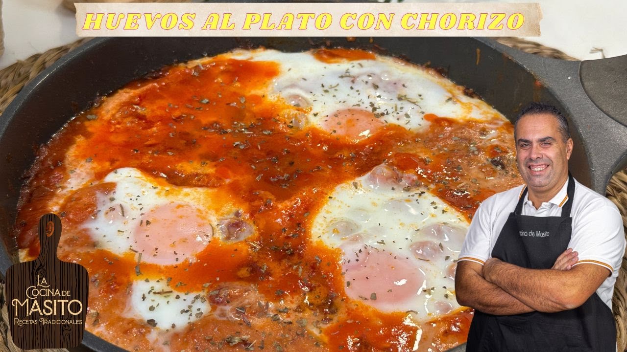 Prepárate a MOJAR PAN en la salsa de estos HUEVOS AL PLATO CON CHORIZO