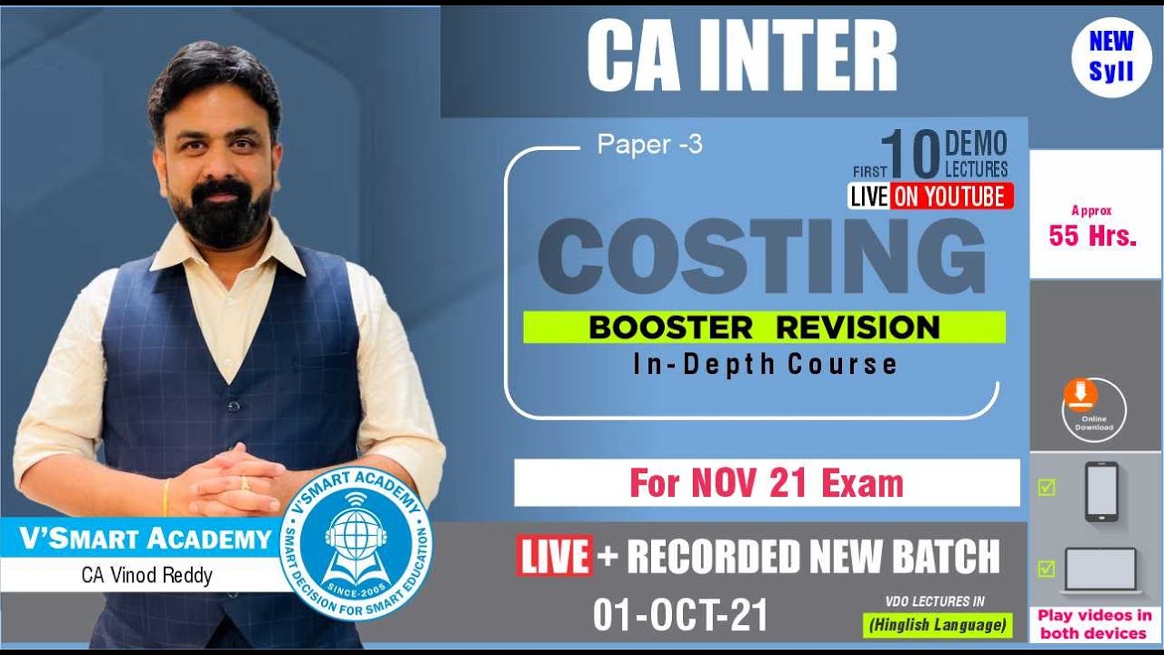 06:New CA Inter Costing Revision Booster Batch by CA Vinod Reddy |Nov21 ...